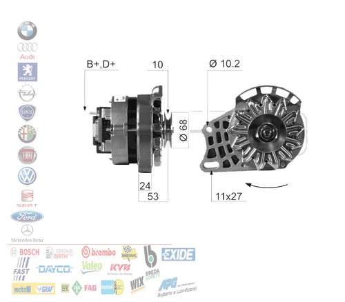 Alternatore 55a per fiat - alternatore,
