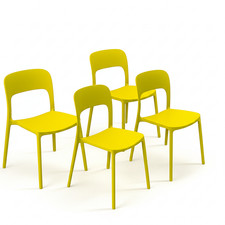 Set 4 sedie da giardino in polipropilene impilabili leggere resistenti giallo