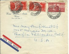 Lettera posta aerea per gli USA con 100 £ Democratica + altri 15.05.1949