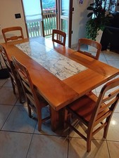 Tavolo Legno massiccio e Marmo Di Carrara