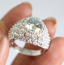 Certificato Bianco Diamante Solitario 5.99 Carati Taglio Rotondo Uomo Anello