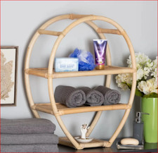 Bali & Pari Ruana Libreria a 3 Livelli in Rattan, Marrone Estanteria Giratoria 360 Para