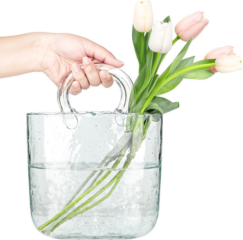 Vaso trasparente forma di - a,