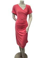 24 Seven Dress Womens Plus Size 1X Coral Pink Short Sleeve Crossover Vneck  New