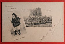 CARTOLINA UN SALUTO DA SASSARI COSTUME DI OSILIO  NURAGHE BOE  ( C 93 )