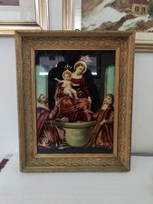 Quadro Madonna Del Rosario Di Pompei oleografia d'epoca 1903