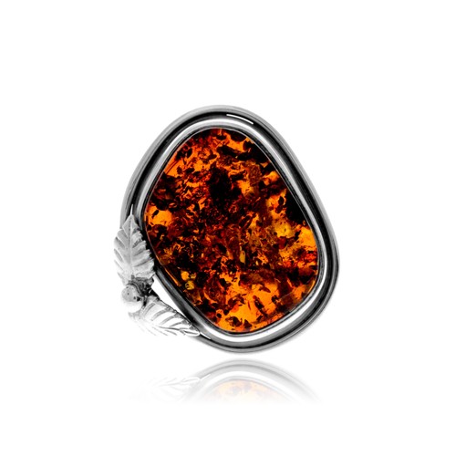 Anello ambra baltica cognac - anello,