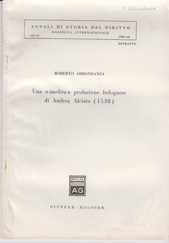Una inedita prolusione - una, "inedita"
