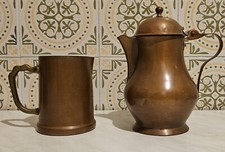Set CARAFFA Brocca e TAZZA In Rame  fatto a mano vintage d'epoca antiquariato 