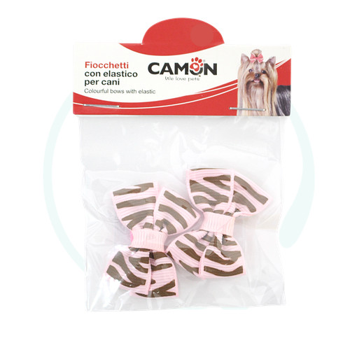 Camon fiocchetti rosa zebrati
