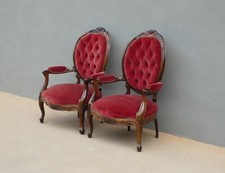 Coppia di poltrone Luigi Filippo schienale a 'medaglione' in palissandro, '800!