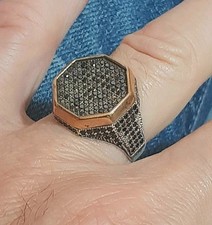 ANELLO UOMO Onice ARGENTO 925 sigillo solitario Ring Man Sterling  Onyx $