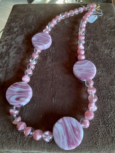 Collana vetro rosa emma - collana,