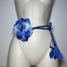 Blue Flower Rope Tie Belt 