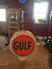 Eco Airmeter Gulf Mini Globe Vetro Latte 9" X 3" Pompa Gas Stile Vintage