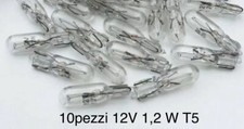 10 LAMPADINE 12V 1,2W zoccolo vetro  LAMPADE CRUSCOTTO AUTO MOTO T5 5mm 12volt