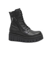 NERO GIARDINI 14910 nero stivaletti donna anfibio lacci cerniere pelle
