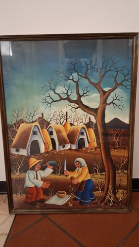 Quadro naif olio tela - naif, su