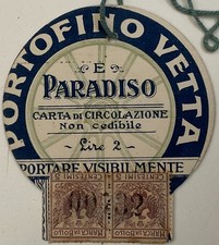 PORTOFINO VETTA PARADISO CARTA CIRCOLAZIONE AUTO LIRE2 INAUGURAZIONE STRADA 1905
