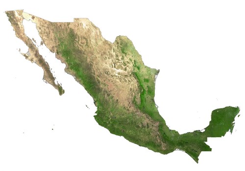 Mexico satellite map glossy - mexico,