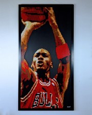 MICHAEL JORDAN, Mosaico LEGO  70x135cm con cornice