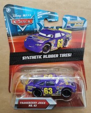 Disney Pixar Cars TRANSBERRY JUICE # 63 RUBBER TIRES KMART Nuovo, Blister Buono