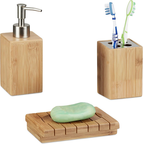 Set accessori bagno bambù - accessori, in