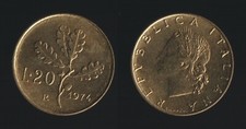 20 LIRE 1974 RAMO DI QUERCIA -