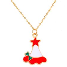 Collana Catena Oro Acciaio Ciondolo cappello di Natale con Stella a Punta Festa