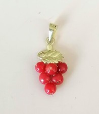 Ciondolo pendente  in oro giallo 18kt 750 con sfere di Corallo rosso autentico