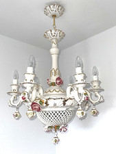 ITALIA PORCELLANA 8 LUCI LÜCHELR RARA VECCHIA LAMPADA PORCELAIN FAC
