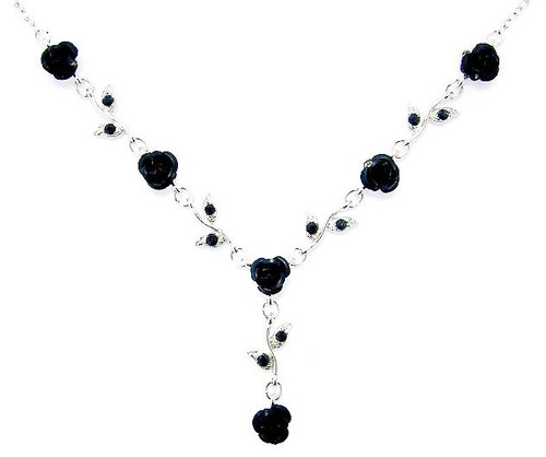 Nero fiore rosa swarovski - nero,