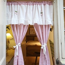 Tende gingham rosa con ricamo - tende,