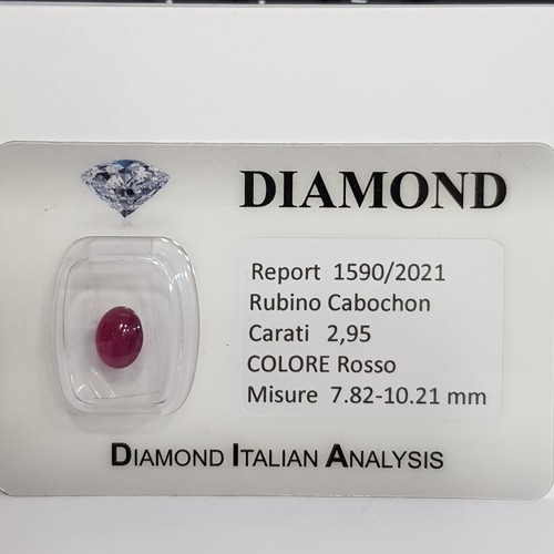 Rubino cabochon certificato - cabochon,