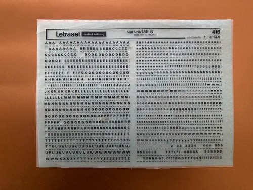 Letraset 416 univers 12 - univers, --12