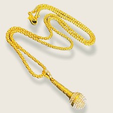 Collana trap in oro con ciondolo microfono da uomo catenina snake 60 cm donna