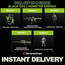 Call of Duty Black Ops 7 BO7 Monster Energy oggetti set completo 5 oggetti NO XP