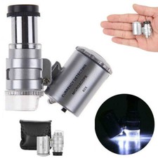 MICROSCOPIO TASCABILE 60X LUCE LED E UV LENTE D'INGRANDIMENTO MINERALI GIOIELLI