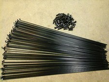 72 RAGGI NERI LUNGHI 305 X 2 mm COMPLETI DI NIPLES NERI PER  BICI 28 D'EPOCA