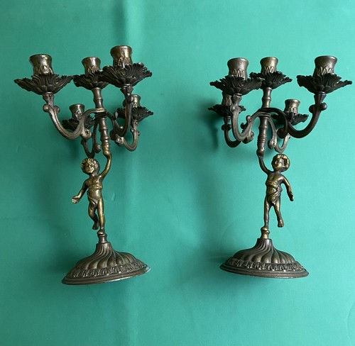 Coppia antichi candelabri a - coppia,