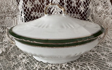 Antica zuppiera/marmitta porcellana - Bordo verde-  Limoges