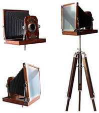 Stile Vintage Legno Fotocamera Su Treppiedi Antico da Collezione Pavimento Casa