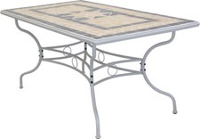 DecHome Tavolo da Giardino Rettangolare ripiano Mosaico cm 160x90x74h Tortora FE