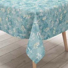 Tovaglia in tela cerata goffrata P1156-1 autunno foglie fogliame blu quadrata rotonda ovale