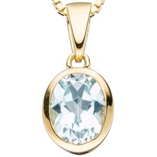 Pendente Ovale Topazio Blu
