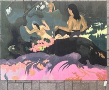 RARO TAPPETO ANNI 50 EA 1/1 PH 163 RIPRODUZIONE PAUL GAUGUIN IN RIVA AL MARE