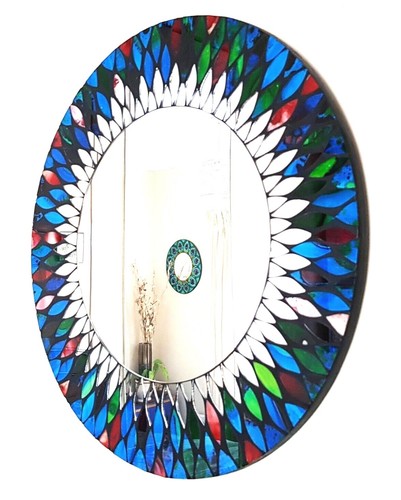 Specchio parete rotondo blu - da,