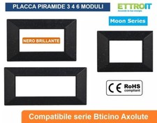 Placca Piramide compatibile Bticino Axolute 3 4 6 Posti Moduli NERO BRILLANTE