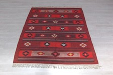 Tappeto Kilim rosso bordeaux con rombi  245 x 155 etnico orientale ben tenuto
