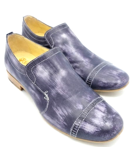 Mocassini slip pelle blu - slip-on,